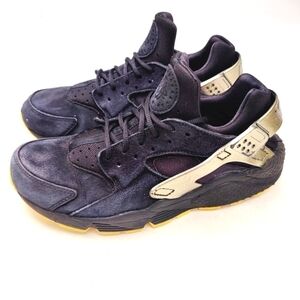 Nike Air Huarache Run Premium Fine Suede Black Running Shoes Men Sneakers Size 8